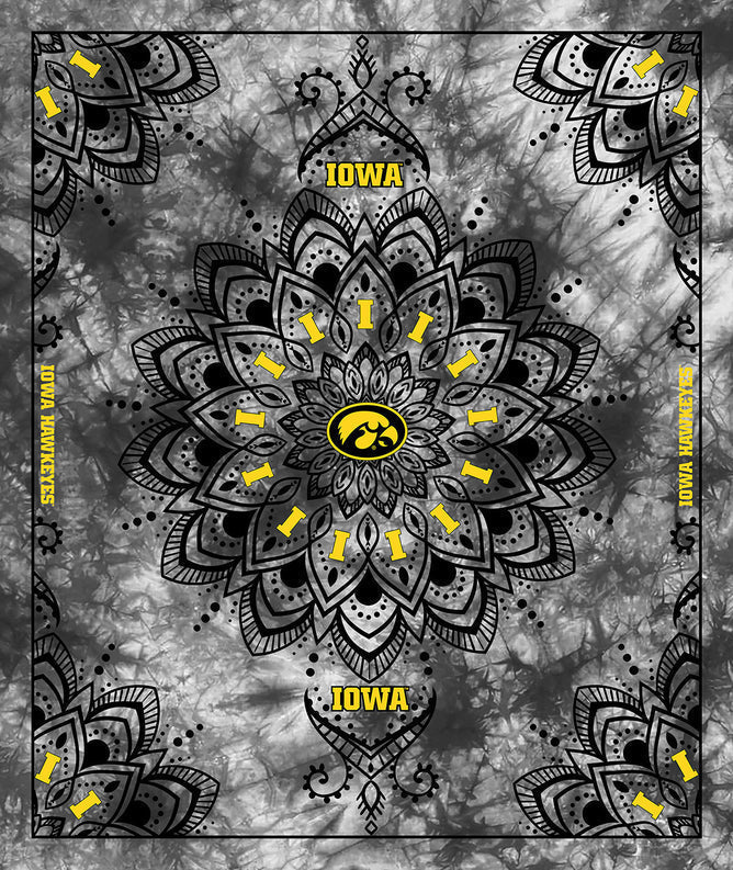 Iowa Hawkeyes NCAA Collegiate Tapestry Finished Panel 48''x56'' Sykel Polyester Minky Fabric IA-1360