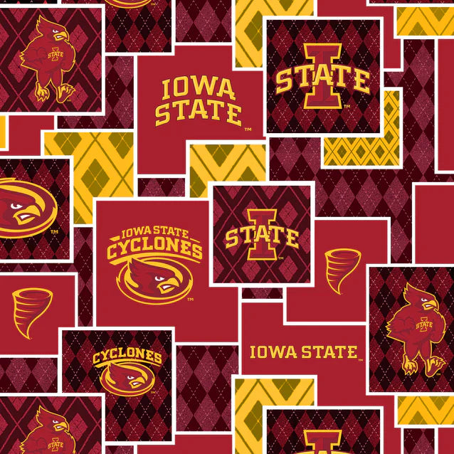 Iowa State Cyclones NCAA College Argyle Boxes Sykel Cotton Fabric ISU-1371