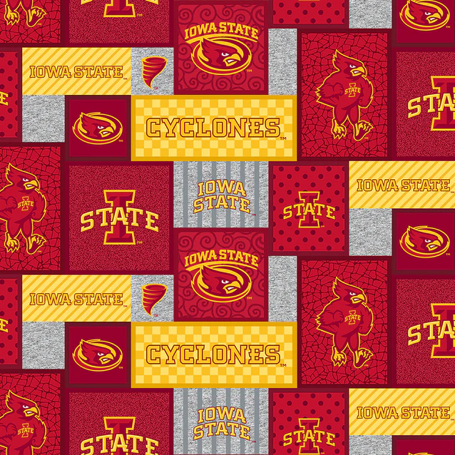 Iowa State Cyclones NCAA College Patch Sykel Enterprises Polyester Fleece Fabric ISU-1177