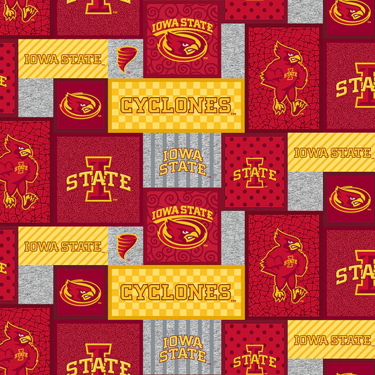 Iowa State Cyclones NCAA College Patch Sykel Enterprises Polyester Fleece Fabric ISU-1177