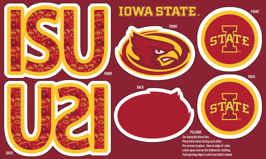 Iowa State Cyclones NCAA Collegiate Pillow Project 36 x 60 inches Sykel Polyester Minky Fabric ISU-1359