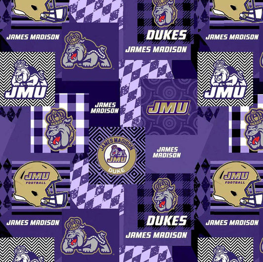 James Madison Dukes NCAA College Collegiate MINKY Geo Sykel Polyester Fabric JMU-1367