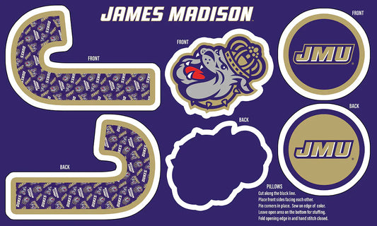 James Madison Dukes NCAA Collegiate Pillow Project 36 x 60 inches Sykel Polyester Minky Fabric JMU-1359