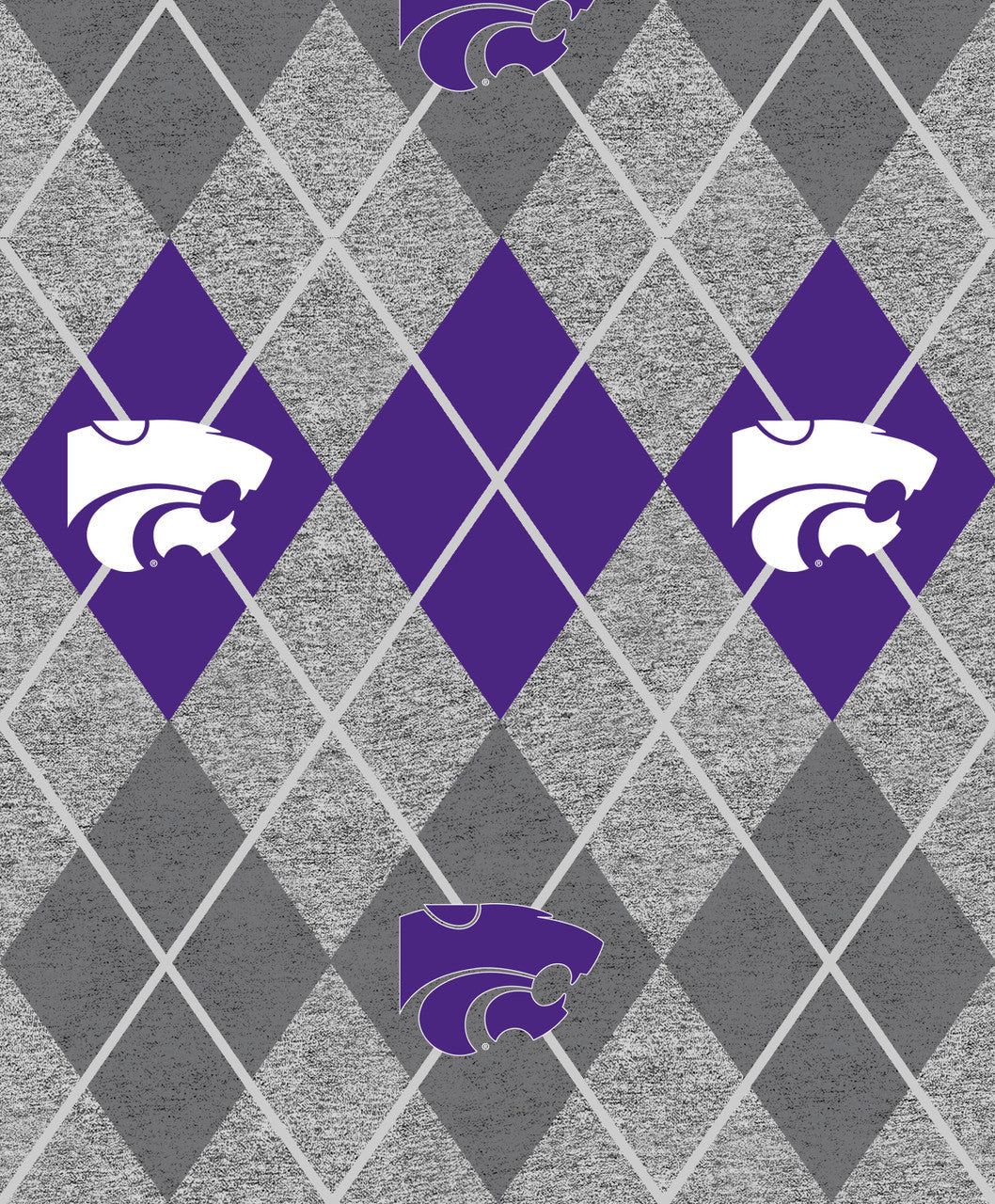 Kansas State Wildcats NCAA College Heather Argyle Sykel Enterprises Polyester FLEECE Fabric KSU-1148