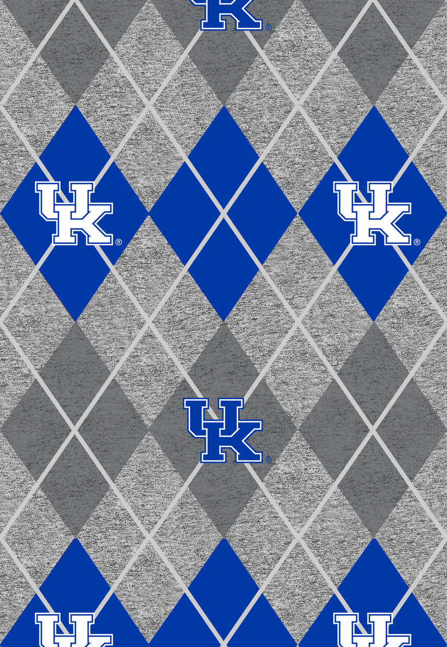 University of Kentucky Heather Argyle Fleece Fabric-Sold by the yard