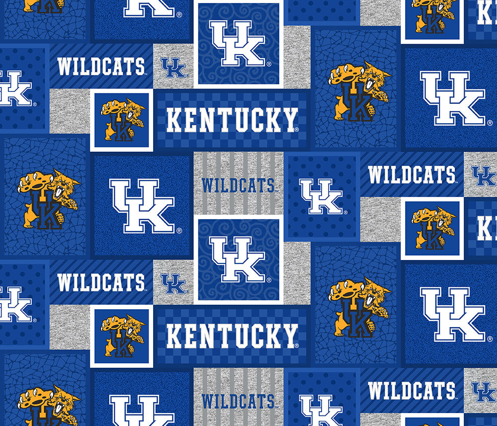 University of Kentucky Fleece Fabric with College Patch Design-Sold by the yard