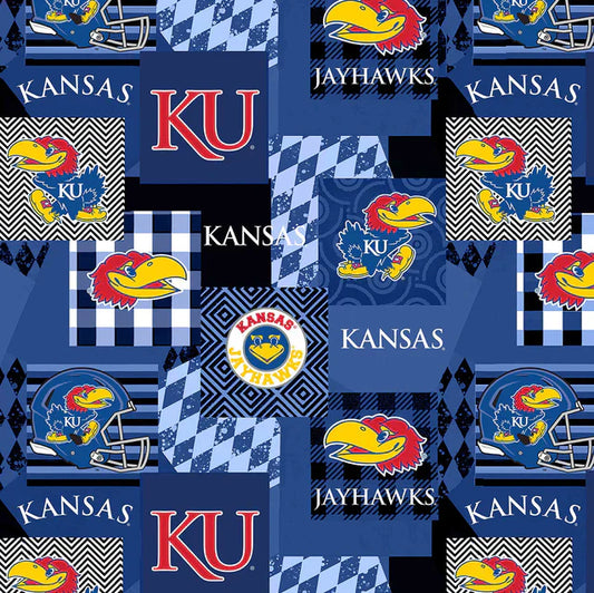 Kansas Jayhawk NCAA College Collegiate Minky Geo Sykel Enterprises Polyester Fabric KS-1367
