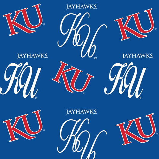 Kansas Jayhawks NCAA College Letters Sykel Enterprises Cotton Fabric KS-1372