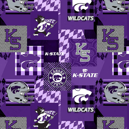 Kansas State Wildcats NCAA College Collegiate Minky Geo Sykel Enterprises Polyester Minky Fabric KSU-1367