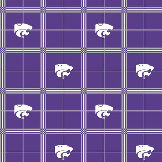 Kansas State Wildcats NCAA College Plaid Sykel Cotton FLANNEL Fabric KSU-023