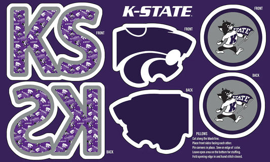 Kansas State Wildcats NCAA Collegiate Pillow Project 36 x 60 inches Sykel Polyester Minky Fabric KSU-1359