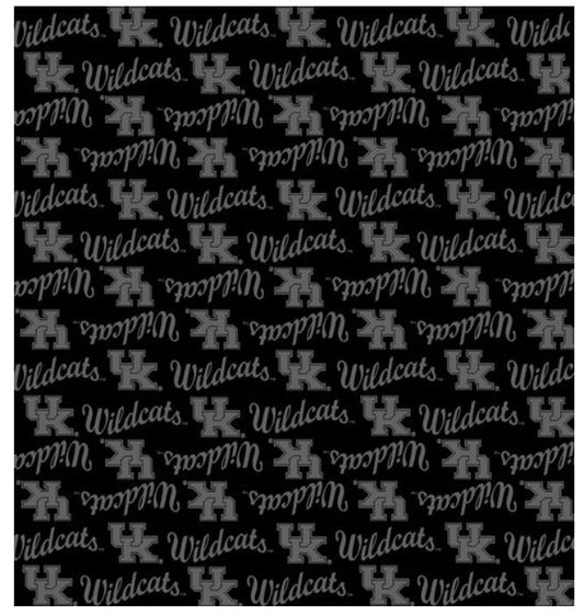 Kentucky Wildcats NCAA College Black on Black Mini Pigment Print Sykel Enterprises Cotton Fabric KY-1393-BL