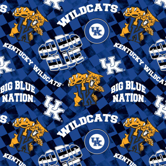 Kentucky Wildcats NCAA College Check Allover Sykel Cotton Fabric KY-1370