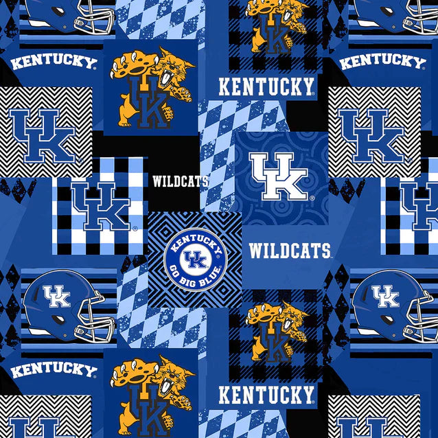 Kentucky Wildcats NCAA College MINKY Geo Sykel Cotton Fabric KY-1367