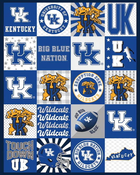 Kentucky Wildcats NCAA Collegiate T-Shirt Panel 60" Sykel Polyester Minky Fabric KY-1362