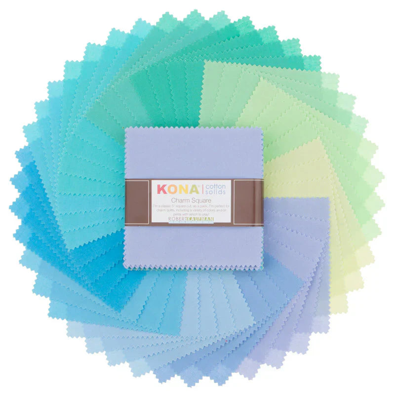 Kona Cotton Mermaid Shores Palette 5" Squares 42 pcs Robert Kaufman Cotton Fabric Kona-CHS-726-42
