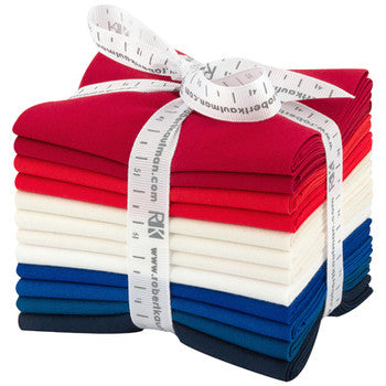 Kona Cotton Patriotic Palette 12 Fat Quarters 18" x 21" Robert Kaufman Cotton Fabrics RK-FQ-1378-12