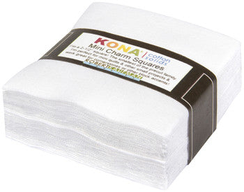 Kona Cotton White 2.5"x2.5" Squares Mini Charm Pack 84 pcs Robert Kaufman Cotton Fabric RK-MCH-105-84