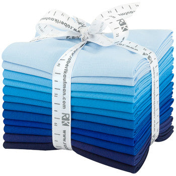 Kona Cotton Waterfall Palette Fat Quarter Bundle 18'' x 21'' 12 pcs Robert Kaufman Cotton Fabric RK-FQ-1381-12