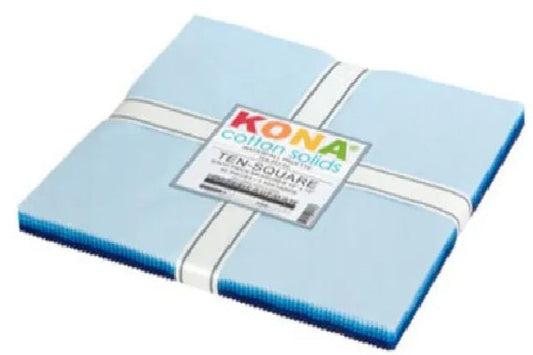 Kona Waterfall 10" Squares 42pcs designed by Robert Kaufman 100% Cotton Quilting Fabric RK-TEN-653-42