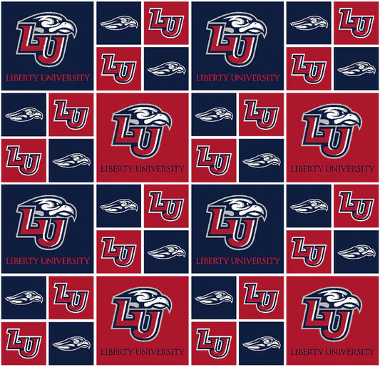 Liberty Flames NCAA College Block Sykel Enterprises Cotton Fabric LBU-020