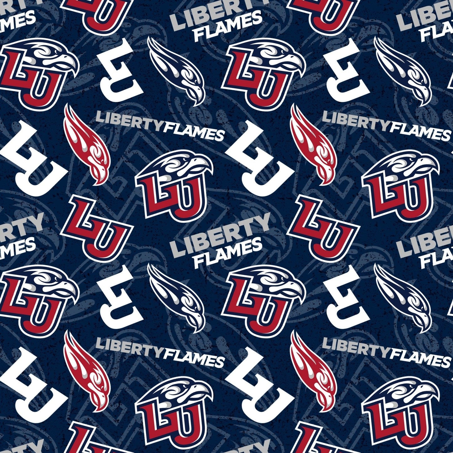 Liberty Flames NCAA Tone on Tone Design Sykel Enterprises Cotton Fabric LBU-1178