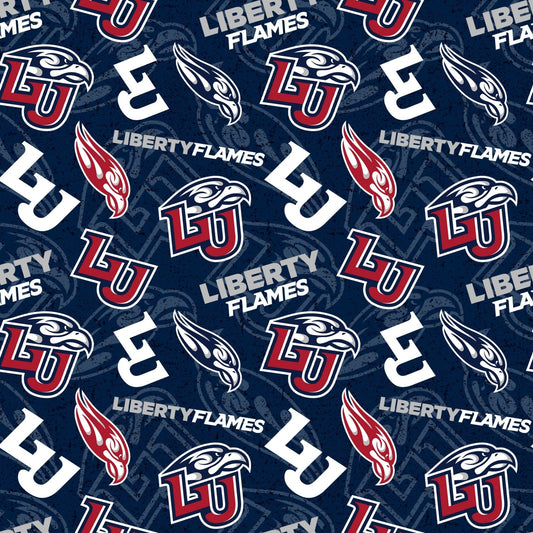 Liberty Flames NCAA Tone on Tone Design Sykel Enterprises Cotton Fabric LBU-1178