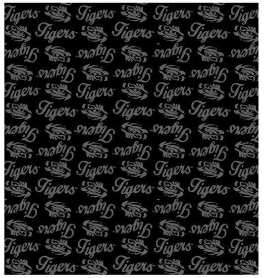 Louisiana State Tigers NCAA College Black on Black Mini Pigment Print Sykel Enterprises Cotton Fabric LSU-1393-BL