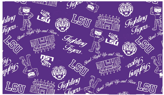 Louisiana State Tigers NCAA College Mini Stadium Logo Sykel Enteprises Cotton Fabric LSU-1389