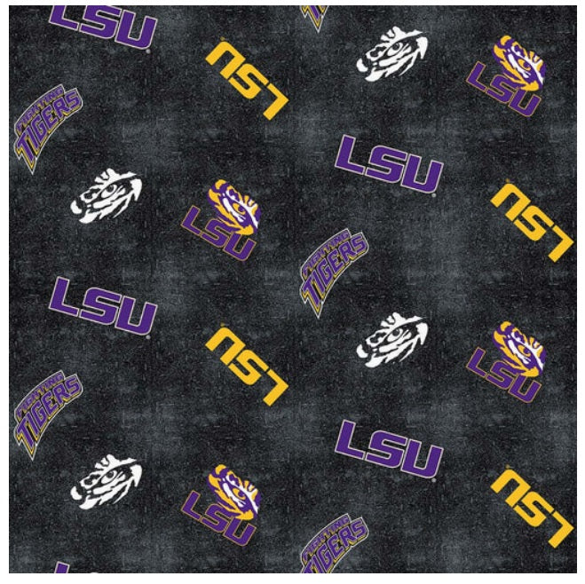 Louisiana State Tigers NCAA College Collegiate Distressed Sykel Enterprises Cotton Flannel Fabric LSU-1152