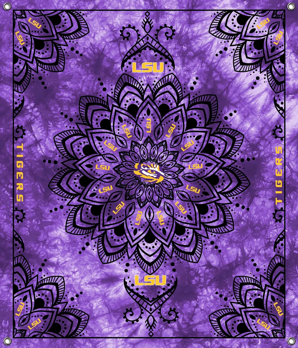 Louisiana State Univ LSU Tigers NCAA College Tapestry Spirit Banner 58x47 inches Sykel Enterprises 4 Grommets Polyester Fabric LSU-5001