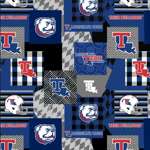 Louisiana Tech Bulldogs NCAA College Collegiate MINKY Geo Sykel Enterprises Polyester MINKY Fabric ILL-1367