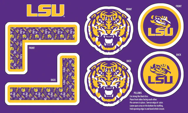 Louisiana State Tigers NCAA Collegiate Pillow Project 36"x60" Sykel Enterprises Polyester Minky Fabric LSU-1359