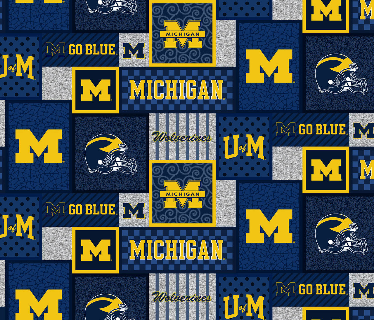 Michigan Wolverines NCAA College Patch Sykel Enterprises Polyester FLEECE Fabric MCHG-1177