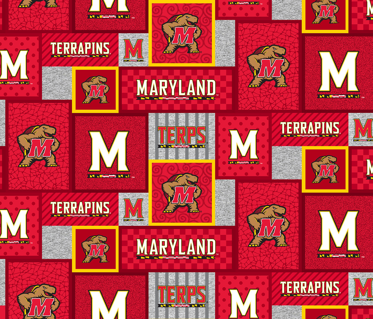 Maryland Terrapins (Terps) NCAA College Patch Sykel Enterprises Polyester FLEECE Fabric MD-1177