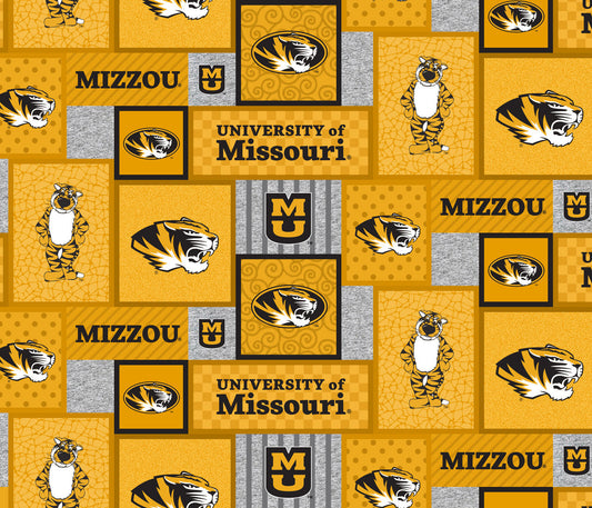 Missouri Tigers Mizzou NCAA College Patch Sykel Enterprises Polyester FLEECE Fabric MO-1177