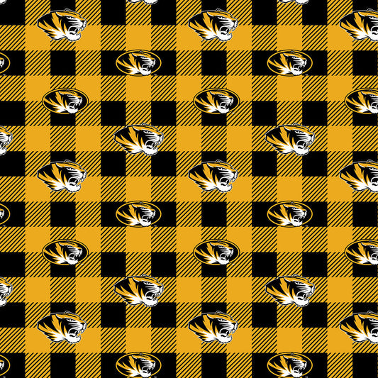 Missouri Tigers Mizzou NCAA College Buffalo Plaid Sykel Enterprises Polyester FLEECE Fabric MO-1190