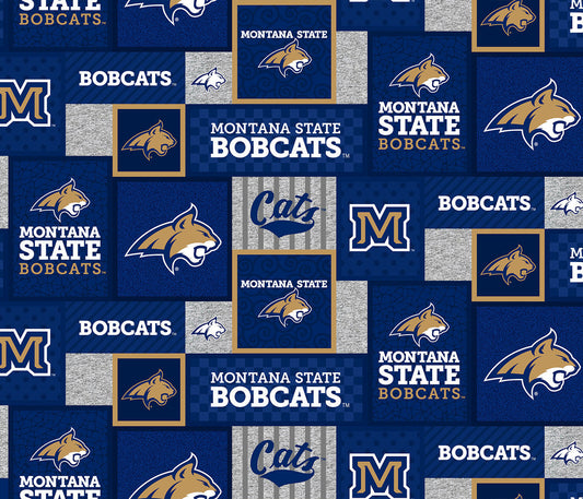 Montana State Bobcats NCAA College Patch Sykel Enterprises Polyester FLEECE Fabric MTS-1177