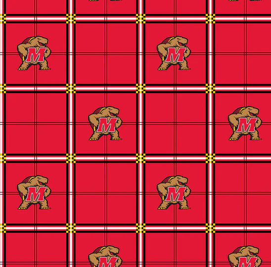 Maryland Terrapins (Terps) NCAA College Plaid Sykel Enterprises Cotton FLANNEL Fabric MD-023