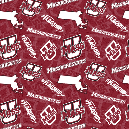 Massachusetts Amherst Flagship NCAA College Tone on Tone Sykel Enterprises Cotton Fabric AMH-1178