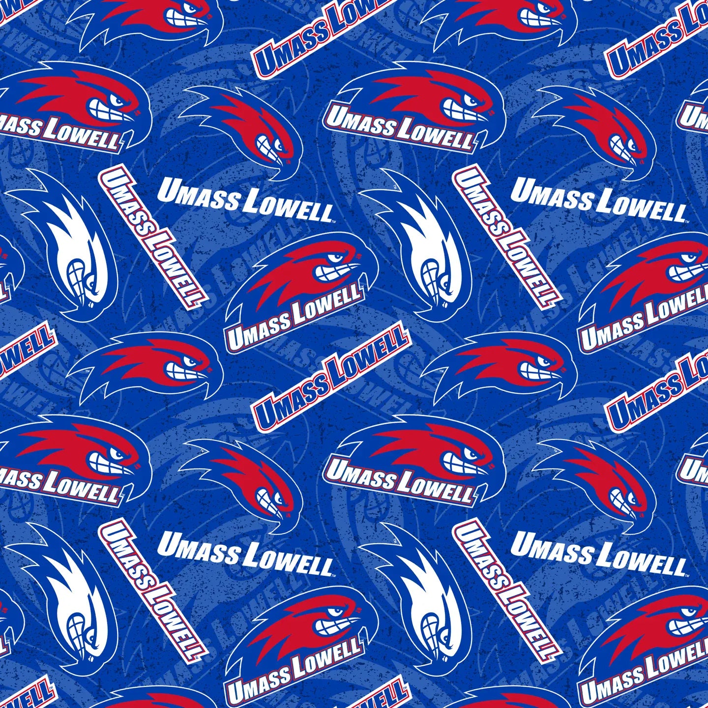 Massachusetts Lowell River Hawks NCAA College Tone on Tone Sykel Enterprises Cotton Fabric LOW-1178