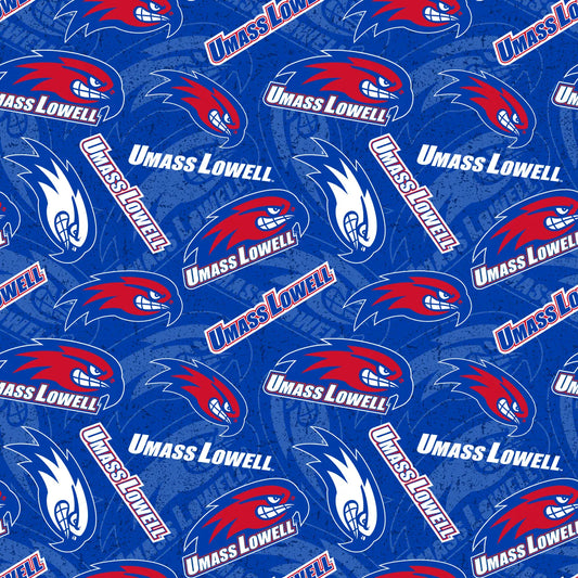 Massachusetts Lowell River Hawks NCAA College Tone on Tone Sykel Enterprises Cotton Fabric LOW-1178