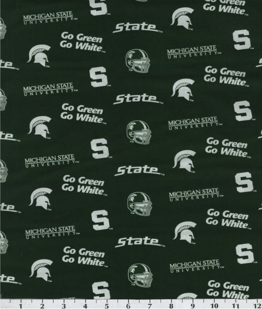 Michigan State Spartans NCAA College Allover Sykel Enterprises Cotton Fabric MIST-045