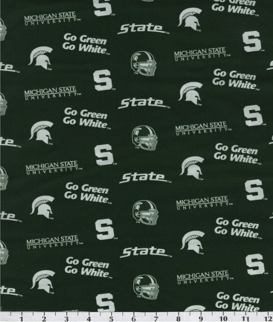 Michigan State Spartans NCAA College Allover Sykel Enterprises Cotton Fabric MIST-045