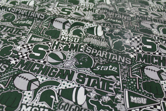 Michigan State Spartans NCAA College Pop Art Sykel Cotton Fabric MIST-1165