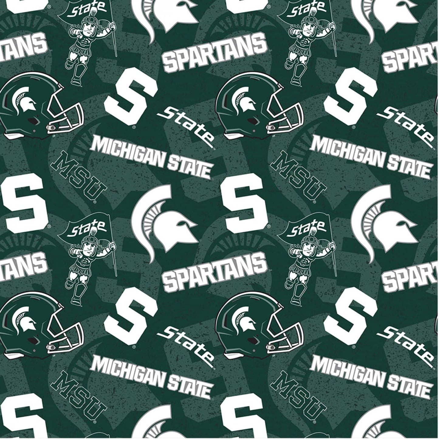 Michigan State Spartans NCAA College Tone on Tone Sykel Cotton Fabric MIST-1178