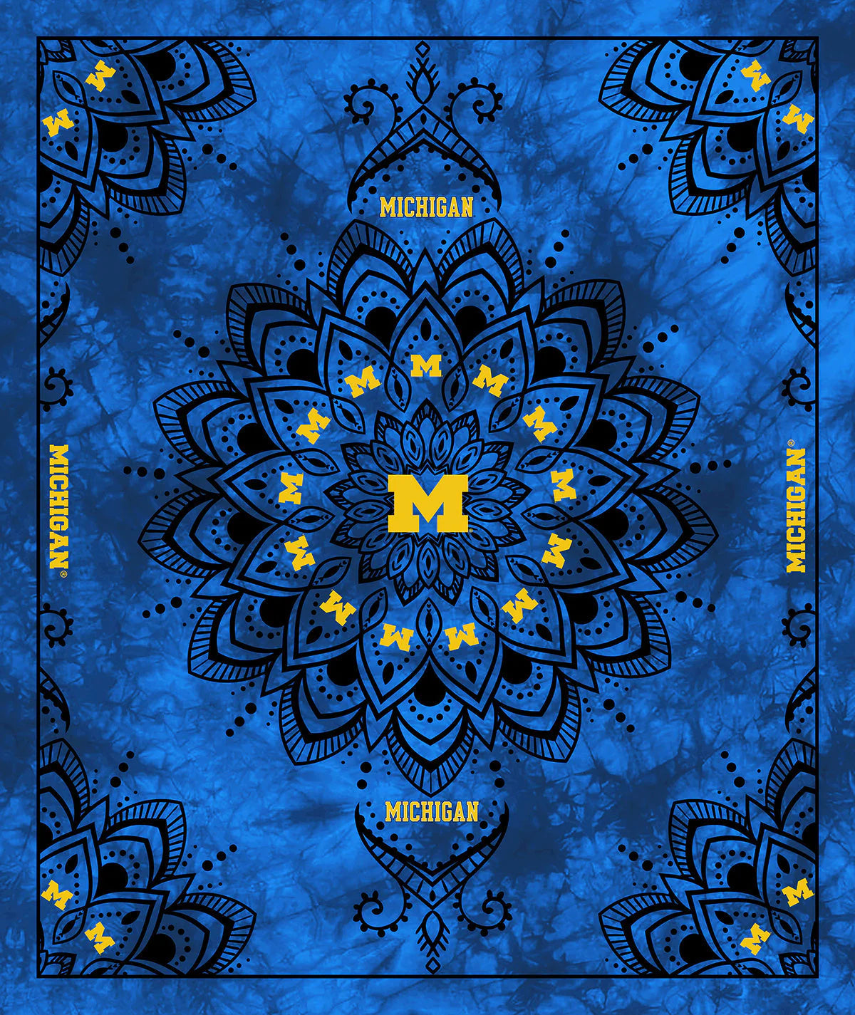 Michigan Wolverines NCAA Tapestry Finished Panel 48''x56'' Blue Sykel Polyester Minky Fabric MCHG-1360