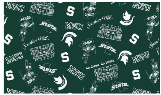 Michigan State Spartans NCAA College Mini Stadium Logo Sykel Enterprises Cotton Fabric MIST-1389