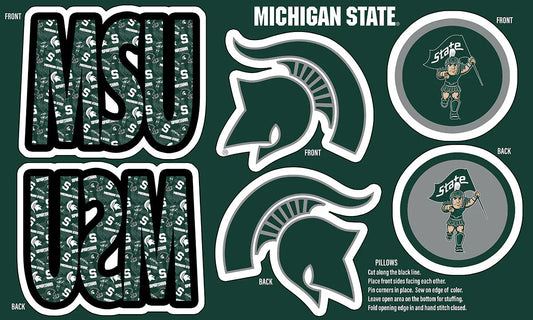 Michigan State Spartans NCAA Collegiate Pillow Project 36 x 60 inches Sykel Polyester Minky Fabric MIST-1359