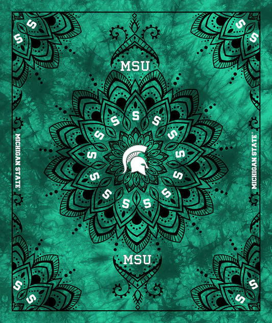 Michigan State Spartans NCAA Collegiate Tapestry Finished Panel 48"x56" Green Sykel Polyester Minky Fabric MIST-1360